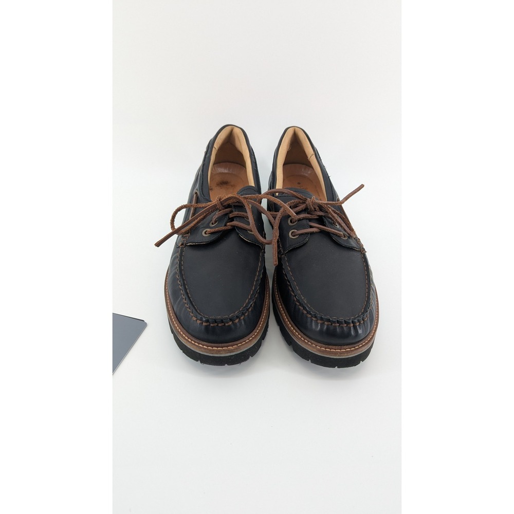 Samuel Hubbard Standard Black Leather Lug Sole Boat Shoes M4600-108 Mens 10.5